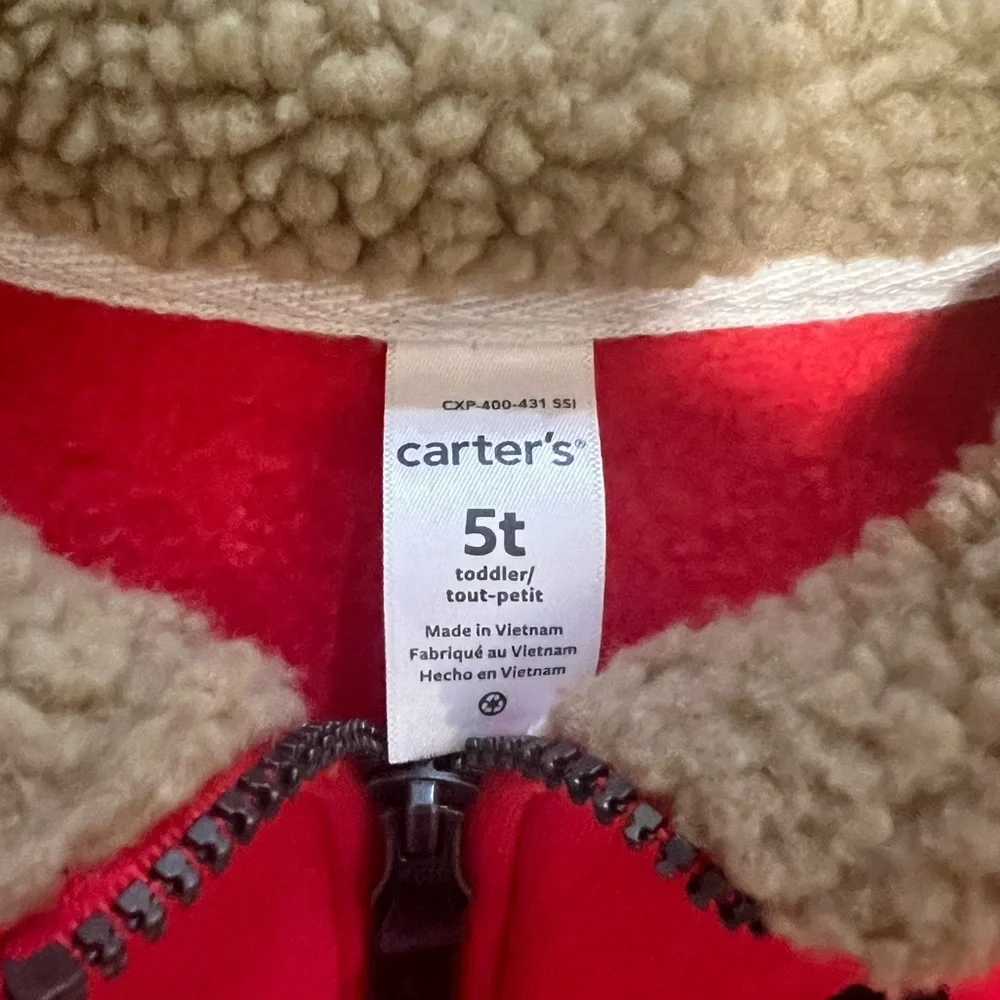 Carter's Red Fleece Hoodie with Sherpa Collar
